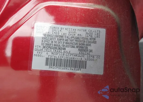 2019 Nissan Kicks Sv from USA, damaged, VIN 3N1CP5CU2KL563189
